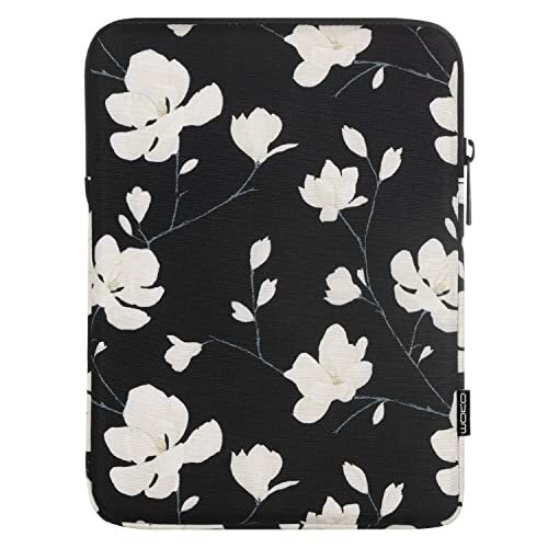 MoKo 9-11 Inch Tablet Sleeve Bag Carrying Case Fits iPad air 5 10.9" 2022, iPad Pro 11 2021-2018, iPad 9/8/7th Gen 10.2, iPad Air 4 10.9/Air 3 10.5, Tab S8 11"/Tab A 10.1, Black&White Magnolia