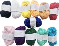 Merkloos BamBella Brei garen - 12 stuks - Rood, Groen, Oranje, Roze, Blauw, Paars, Turquoise, Zwart, Geel, Wit