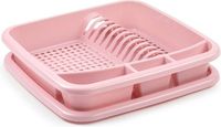 PLASTICFORTE Afdruiprek - met lekbak - roze - 39 x 39 cm