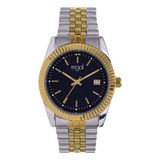 Lucardi Heren Regal horloge bicolor met blauwe wijzerplaat