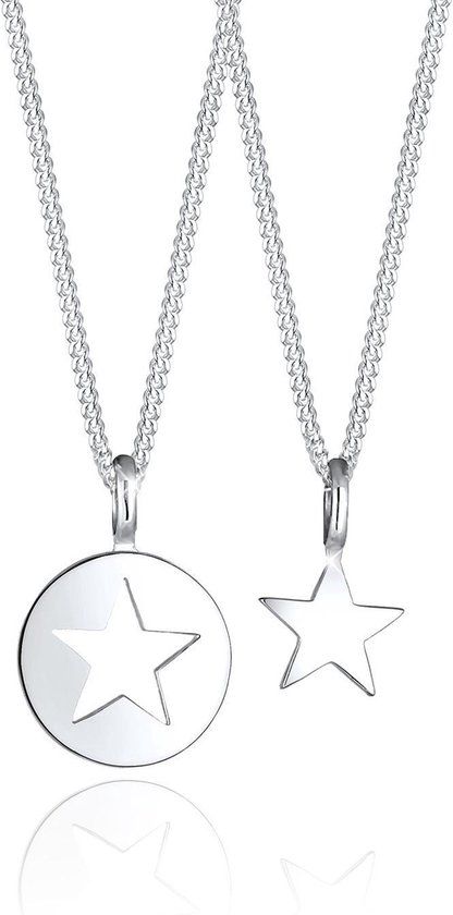 Elli Necklace Mother Child Set Star Pendant Cut Out 925 Silver