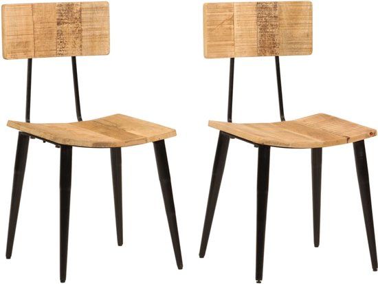 vidaXL Eetkamerstoelen - 2 stuks - Massief Mangohout - Bruin