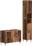 vidaXL - 2-delige - Badkamerkast - Set - ALKMAAR - Oud - hout - Bewerkt - hout