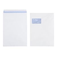 50 stuks envelop C4 A4 wit, met venster, zelfklevend, met aftrekstrips, chiffre-structuur binnenprint 120 g/m, formaat 229 x 324 mm
