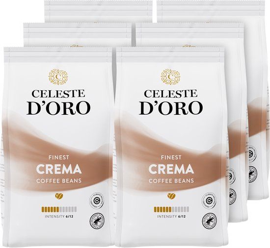 Celeste d'Oro Celeste d’Oro Finest Crema Koffiebonen Arabica Lungo Medium Gebrand 6 x 250g
