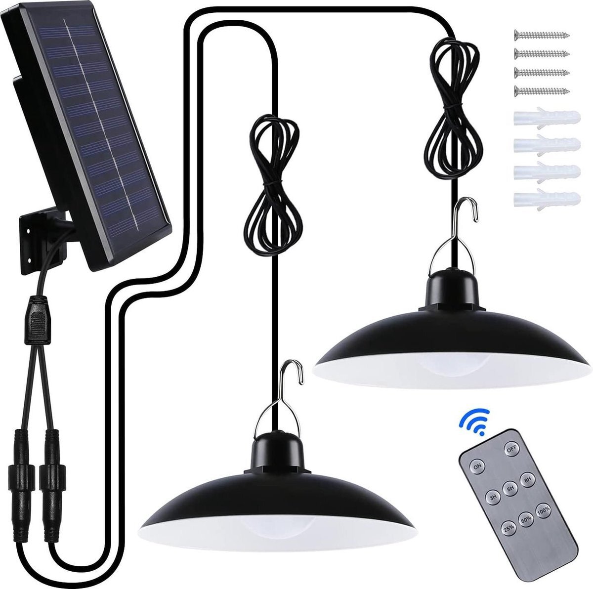 RNA Lightning & Decoration Solar Tuinverlichting - Hanglampen - LED - Buitenverlichting - Hanglamp op zonne-energie - Solar light LED - LED tuinverlichting met wandbevestiging en afstandsbediening - 120º draaibare wandlamp - Waterbestendig tuinlicht - Dimbaar