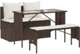 vidaXL Ensemble de jardin 3 pièces avec coussins, polyrotin, marron