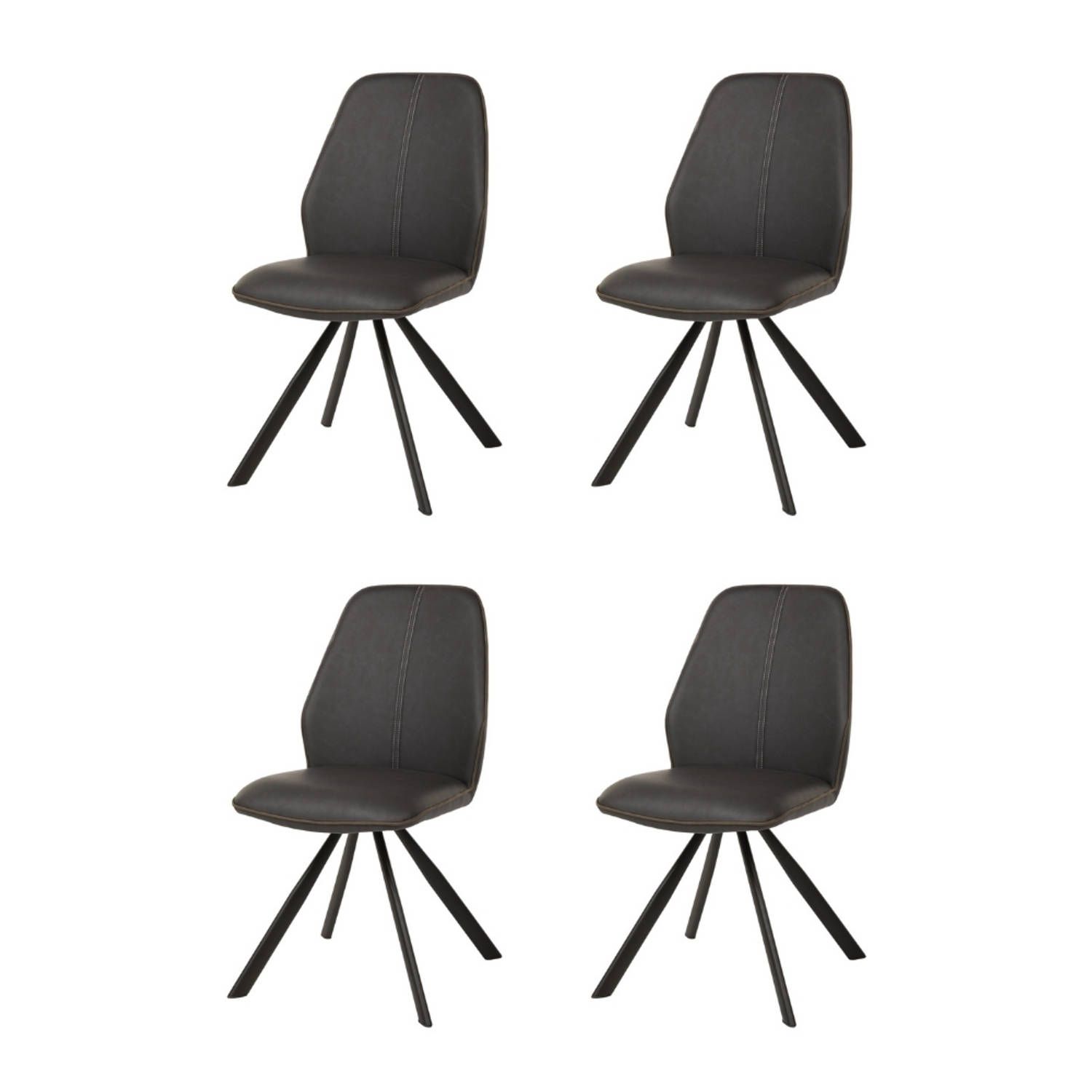 WAYS. moderne kunstleren eetkamerstoelen - bruin - 4 stuks
