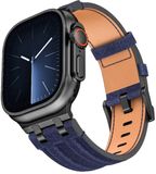 Strap-it Denim bracelet en cuir Apple Watch Bleu/Noir