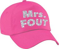 Bellatio Decorations Mrs. FOUT pet / cap roze met zilver bedrukking dames - Foute party cap