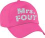 Bellatio Decorations Mrs. FOUT pet / cap roze met zilver bedrukking dames - Foute party cap