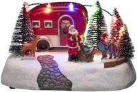 Konstsmide Kerstdorp kerst tafereel - kerstman met caravan - 18,5 cm - met led verlichting