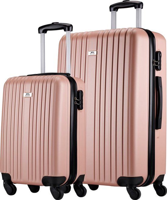 Slazenger Kofferset 2 Delig - Handbagage Trolley en Ruimbagage Koffer (S + M/L) - ABS Hardcase Koffer Set met 360° Wielen - Cijferslot - Roze