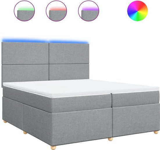 vidaXL Boxspring met matras stof lichtgrijs 200x200 cm