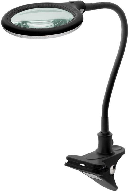 Goobay LED Loeplamp met bladklem - 6W - 1,75x vergroting - Flexibele zwanenhals arm - Zwart