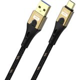 Oehlbach D1C9552 USB-kabel USB-A stekker, USB-C stekker 2 m Zwart/goud Afscherming gevlochten