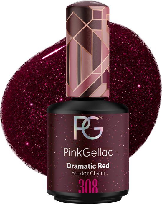 Pink Gellac Dramatic Red - 308 - Gel Nail Polish - 15ml