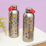 Paladone Super Mario metalen drinkfles met draaglus – RVS fles 500 ml