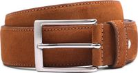 Suitable Riem Suède Leer Cognac - Maat 105 - Heren leren broekriem / broeksriem - Ceintuur - Riem formeel