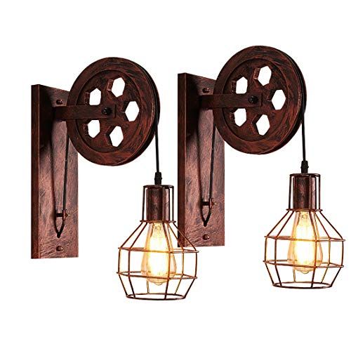 iDEGU Industriële wandlampen - 2 stuks - vintage wandlampen - rood