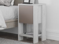 EMAR Table de chevet 1 porte abattante blanc/moka