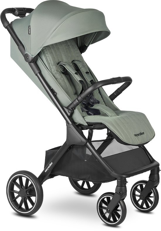 Easywalker Jackey&#178; XL Buggy, Voor kinderen van 0-22 kg, In &#233;&#233;n seconde automatisch opvouwbaar, Ruime Buggy met XL wielen, Zonnekap &amp; boodschappenmand, Geschikt voor autostoeltje - Agave groen