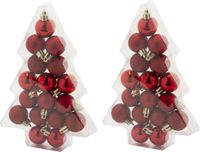 Cosy&Trendy Billiet - Vanlaere 34x stuks kleine kunststof kerstballen rood 3 cm mat/glans/glitter