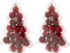 Cosy&Trendy Billiet - Vanlaere 34x stuks kleine kunststof kerstballen rood 3 cm mat/glans/glitter