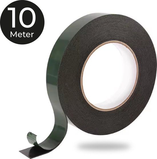 24ME® Dubbelzijdig Foam Tape - Zwart - 10M - Montagetape - 2 stuks