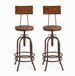 Ensemble de 2 tabourets de bar, pivotant, en bois, avec hauteur réglable de 66 à 81,8 cm