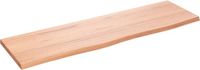 vidaXL Wastafelblad 100x30x2 cm behandeld massief eikenhout lichtbruin
