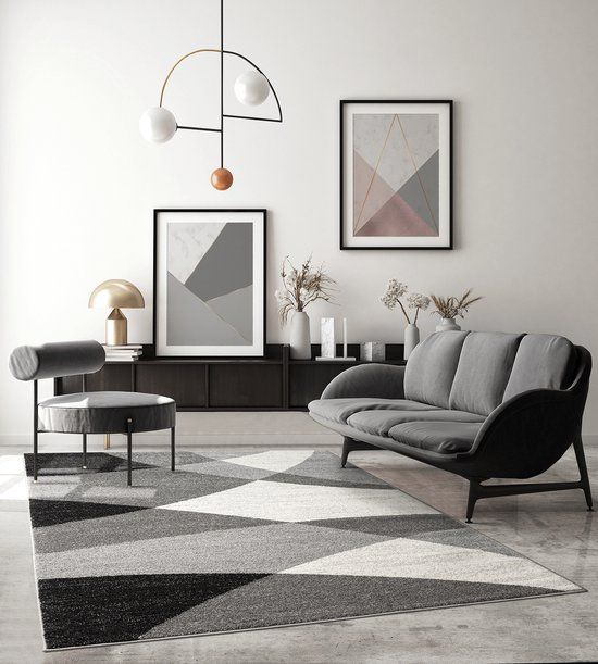 the carpet Pearl – modern kortflor vloerkleed met contourensnede, golvend geometrisch patroon, grijs, 140 x 200 cm