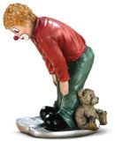 Gilde handwerk Gilde clowns - Oh nee - Clown met beer op weegschaal - 10x13x7 cm - resin handgeschilderd - In cadeauverpakking verzamelaarsobject