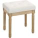 Tabouret rembourré en lin avec repose-pieds, banc d'appoint, 42x32x46,5 cm, pieds en bois, couleur beige