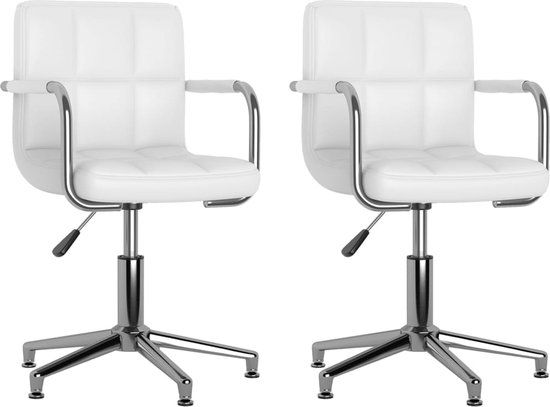 vidaXL Eetkamerstoelen draaibaar 2 stuks kunstleer wit