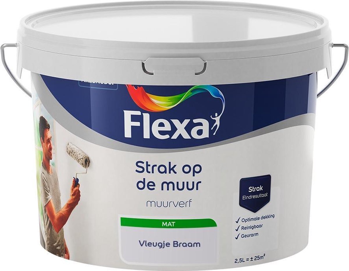 FLEXA Strak op de muur - Muurverf - Mengcollectie - Vleugje Braam - 2,5 liter