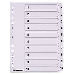Office Depot Tabbladen A4 Wit 10 tabs 11 gaats mylar gecoat karton 1 tot 10