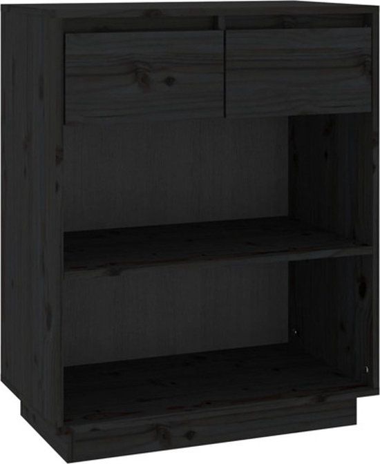 vidaXL Wandkast - 60x34x75 cm - Massief Grenenhout - Zwart