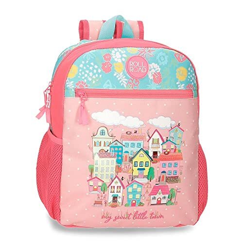 Roll Road My Little Town kleuterschoolrugzak, aanpasbaar, roze, 27 x 33 x 11 cm, polyester, 9,8 l, Violeta, Rugzak voor de kleuterschool, aanpasbaar aan de trolley