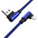 Ilano Oplaadkabel 90° 2M voor iPhone Lightning 8-pin - 2 Meter - Gevlochten Nylon Oplader Data Kabel Android Blauw