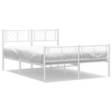 vidaXL Bedframe met hoofd- en voeteneinde metaal wit 135x190 cm