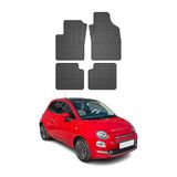 OMAC Tapis de sol pour Fiat 500 500C 2007-2020 Tapis en caoutchouc Noir 4 pièces