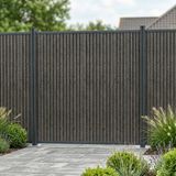 NEU.HOLZ WPC schutting Grassano uitbreidingsset met 2 palen 185x180 cm grijs en antracietgrijs