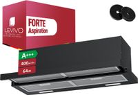 LEVIVO A+++ Hotte plate 90 cm à recyclage d'air & évacuation d'air avec 400 m³/h , hotte aspirante encastrable avec 2 filtres à charbon actif, 4 filtres à graisse, 2 vitesses, 2 LED