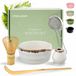 Comforder Matcha Set - 5 Delige Starterkit - Whisk & Klopper, Houder, Lepel, RVS Zeef & Bowl - 500ml Kom met Schenktuit - Keramiek - Japanse Cadeauset Kit - Thee Set Beige