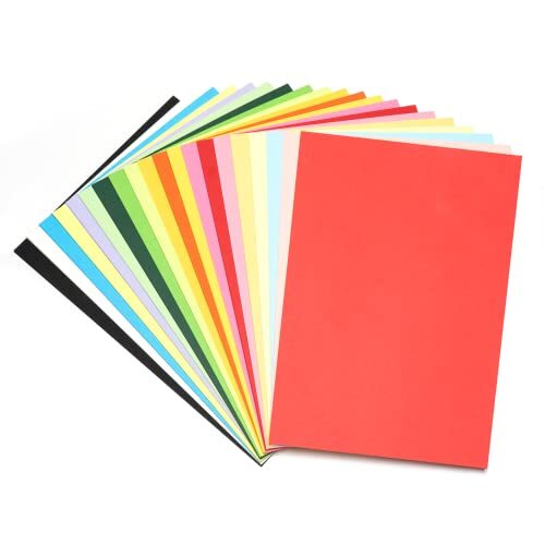 CareHabi Kleurpapier, A4, 20 kleuren, karton 180 g/m², 80 vellen kleurrijk papier voor printers, knutselen, kaarten, bloemen, schilderen