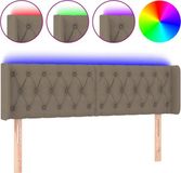 vidaXL Tête de lit LED - 147x16x78/88 cm - Tissu - Taupe