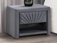 Vente-unique Set van 2 nachtkastjes - 1 lade en 1 nis - Fluweel - Antracietgrijs - ULAMI