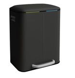 Relaxdays Poubelle 2 compartiments - 2 x 20 litres - avec seaux intérieurs - noir