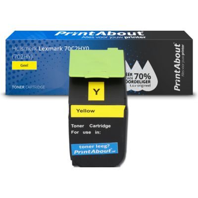 PrintAbout Huismerk Lexmark 70C2HY0 (702HY) Toner Geel Hoge capaciteit